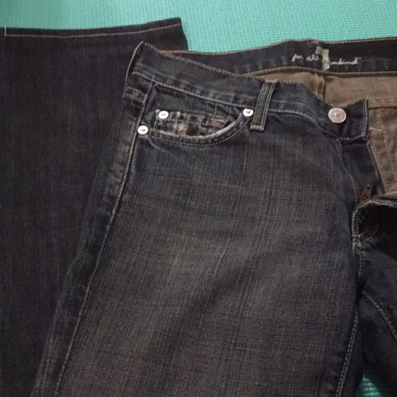 7 for All Mankind Bootcut Dark Wash Ripped Jeans - Picture 5 of 7